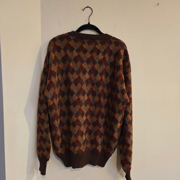 Paul Stuart Mens Sweater Size L Multicolor Handmade Alpaca Wool Crew Neck - Picture 2 of 10